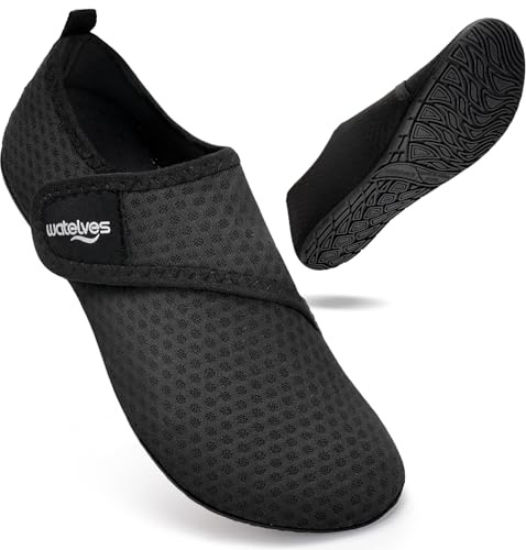 WateLves Chaussures de Bain d'eau Femmes Hommes Natation Plage Aquatiques Séchage Rapide Respirable Surf Piscine Plage Unisexe Schneeflocke schwarz-48/49