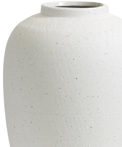 Olly & Rose Textured White Ceramic Vase 25cm Flower Vase - Premium Home Decor Vases for Flowers and Plants