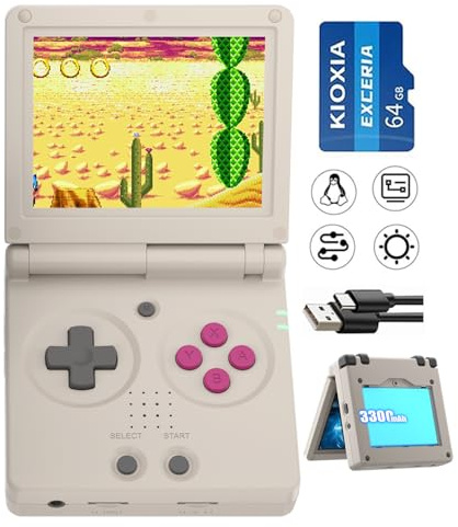 RG35XXSP Flip Portable Retro Handheld Game Console,RG35XXSP 3.5 Inch IPS Screen Linux System with 64G TF Card Pre-Installed 5532 Games,Clamshell Games Consoles Supports 5G WiFi Bluetooth HDMI xxsp