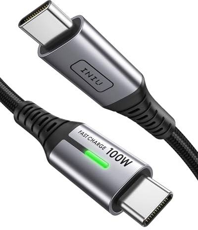 INIU Câble USB C, 100 W [3 m] PD3.0 - Câble de charge rapide en nylon tressé pour iPhone 16 15 Pro Samsung Galaxy S23 S22 S21 Pixel 7 iPad Pro MacBook Air Tablettes