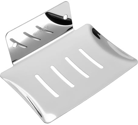 Porte Savon Mural Auto-Adhésif en Acier Inoxydable 304, Support Savon sans Perçage pour Salle de Bain, Cuisine, Balcon, Design Pratique et Durable (Argenté)