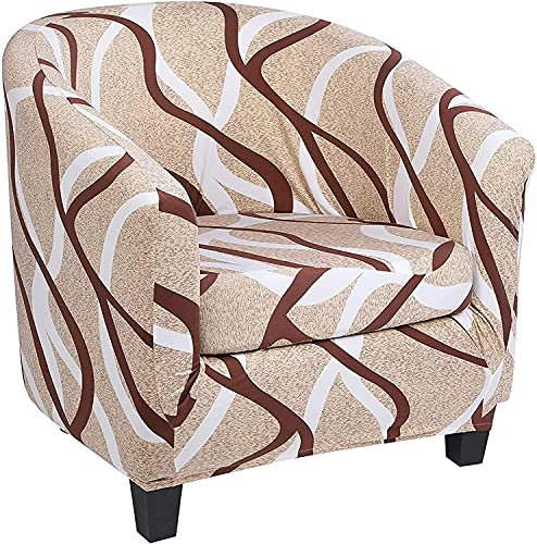 Stretch fåtöljöverdrag set med kuddöverdrag elastisk botten möbelskydd spandex överdrag för klubbstolar beige linjefärg idealisk för bardisk eller vardagsrum