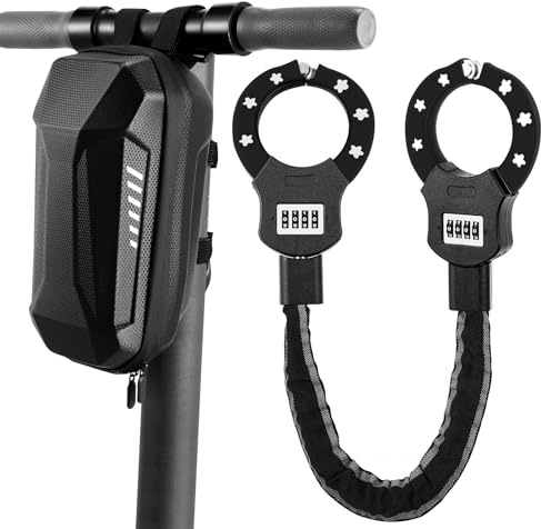 E Scooter Schloss mit Zahlencode, Zahlenschloss für E Scooter, 6mm-Kettenglied Handschellenschloss, 93cm Hochsicherheits-Schlösser, mit 3L Wasserdichte Tasch, für E Scooter/Fahrräder/E-Bike/Motorrad