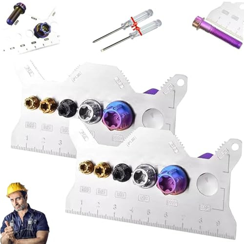 Stainless Steel Double-Sided Bolt Gauge Card, Metal Gauge Measuring Thickness Tool, Highly Precise Metric Thread Checker Size Finder, Welding Accessories for Machinists and Engineers(2PCS)
