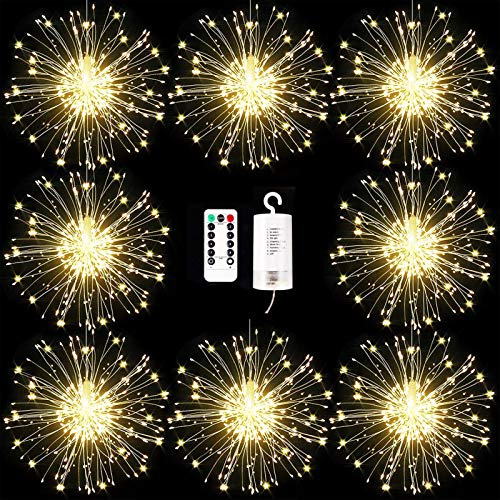 KIKILIVE Luci Fuochi d'Artificio Fatate Natalizie da Esterno,Catena Luminosa Filo di Rame con 120 LED,Luci Addobbi Natalizi Stringa Lampada 8 modalità