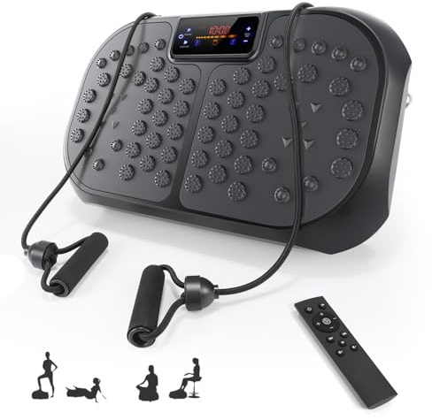 OYAJIA Piastra vibrante – Piastra vibrante 4D Sport per la casa – 120 livelli di intensità – 5 programmi di allenamento – massaggiatore e attrezzatura sportiva con Bluetooth per allenamento domestico