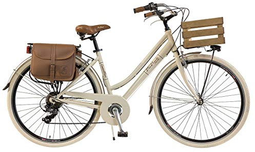 Via Veneto by Canellini - Damen-Citybike im Vintage-Stil, aus Aluminium - mit Korb, cremeweiß