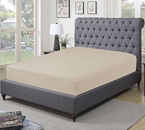 Sapphire collection 300 Thread Count 100% Egyptian Cotton Fitted Sheets (Super King, Mocha)