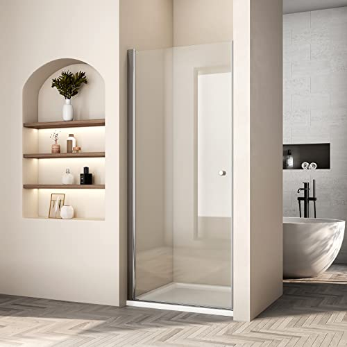 Heilmetz® Duschtür 76 x 185 cm Schwingtür Duschtür für Nischentür Dusche Duschkabine Duschwand mit Wandprofil Sicherheitsglas Duschabtrennung 6mm ESG Beidseitiger Nano Beschichtung Duschtür