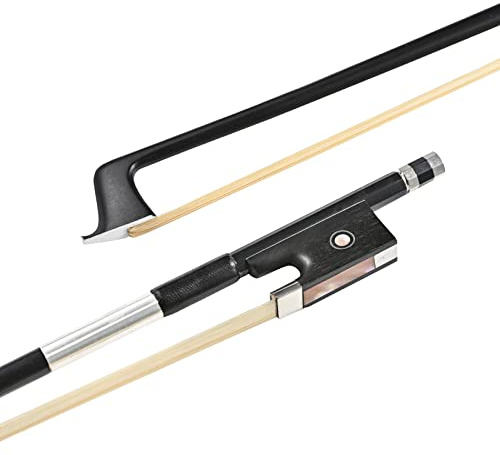 LIEKE Carbon Fiber Violin Bow 1/4 size Lightweight Fiddle Bow (1/4 size, Black)