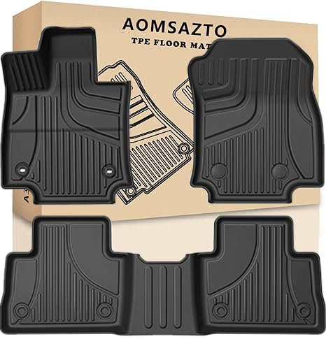 RAV4 Floor Mats AOMSAZTO Floor Liners Fit for Toyota RAV4 2019-2025 (Not Fit Hybrid): All Weather Automotive Floor Mats - 1st & 2nd Row Full Set Rubber Floor Liners - Anti Skid Car Mats