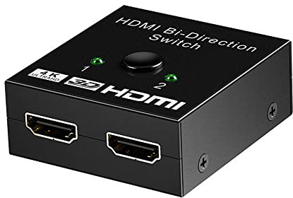 Eono HDMI-splitter, aluminium HDMI-omkopplare tvåvägsinfektion 1 i 2 ut eller 2 ingång till 1 utgång manuell support 4K 3D 1080P kompatibel med Xbox, PS4, PS3, Roku, Blu-Ray, DVD, HDTV