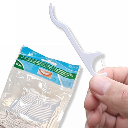ANTEVIA - Lot de 75 cure dents avec fil dentaire avec sachet refermable| PLUS DE 10 MODELES | Ergonomique | Matière : Plastique (Floss)