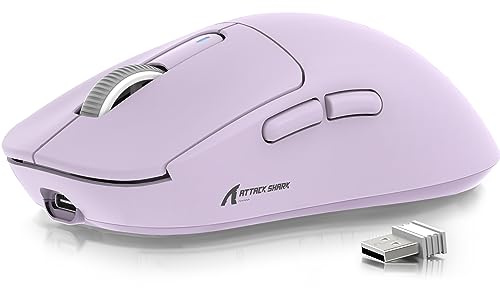 ATTACK SHARK X3 Souris 49g Super Léger, Capteur de Jeu PixArt PAW3395, Souris de Jeu sans Fil/Filaire BT/2.4G, 26000 DPI, Batterie 200 Heures, G502, Souris de Bureau pour Win11/Xbox/PS/Mac