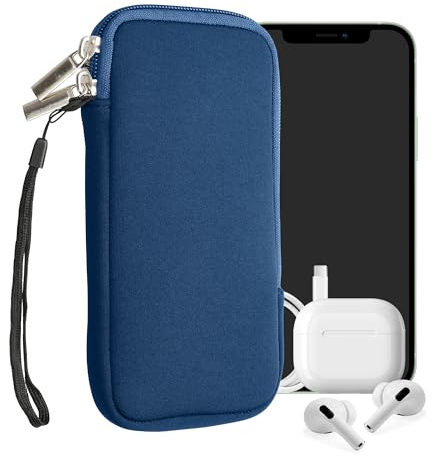 kwmobile Handytasche für Smartphones XXL - 7 - Neopren Handy Hülle Blau - Handy Tasche 17,7 x 8,5 cm Innenmaße