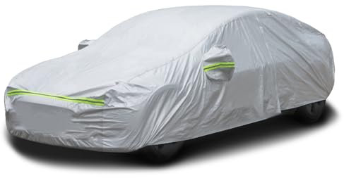 Favoto Housse de Voiture Extérieure Imperméable - Bâche en PEVA+Coton Anti UV Vent Poussière avec Fermeture Éclair Compatible avec Audi A3 Mercedes CLA Mazda 3 Opel Cascada pour Berlines 450-470cm