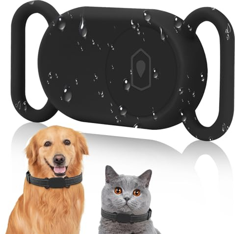 Ainiv hundhalsbandshållare kompatibel med Samsung Galaxy SmartTag 2, mjukt silikonskyddande nyckelringsfodral, fallskyddande, reptåliga och vattentäta tillbehör för husdjurshalsband