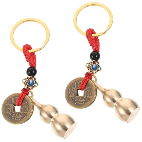 VALICLUD 2pcs Five Emperors Keychain Vintage Gourd Shape Pendant Souvenirs Delicate Small Keychain Ornaments Decors