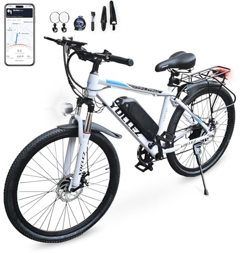 SUDOO Electric Bikes for Adult, 26'' Ebike with 36V 7.8Ah Removable Battery & 250W Powerful Motor, Commute Electric Mountain Bicycle, 7 Speed, LCD Display, 150KG Capacity (White-4G)