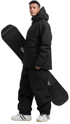 GSOU SNOW Homme Femme Veste & Pantalon Ski Set Sports Neige Hiver | 15K Imperméable 10K Respirant Isolé Baggy Pantalon Neige & Veste Snowboard avec Jupe Neige pour Ski Snowboard