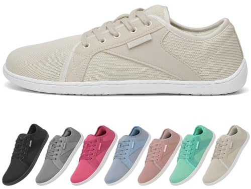 SAGUARO Scarpe Barefoot Uomo Donna Knit Scarpe Minimaliste Traspiranti Casual Scarpette a Piedi Nudi Antiscivolo Calzature da Palestra per Corsa Trail Camminata, Luck Ⅰ, Beige, 43 EU