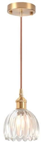 iDEGU Lampada a Sospensione Vintage in Vetro, 12 cm Retro Lampadario Paralume in Vetro Mini Plafoniera E27 Moderna Illuminazione da Soffitto Deco Lampada per Corridoio Cameretta Bagno (Trasparente)