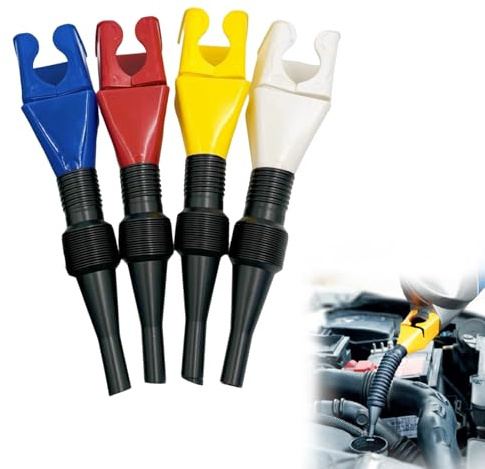 Lumi Zenva 4 Pièces Entonnoir Pliable Carburant Flexible Universel, Entonnoir Huile Moteur, Entonnoirs Multifonctions en Plastique avec Fermoir, Clapet Antigoutte pour Vidange Voiture