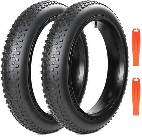 WEEROCK 2-pack e-cykeldäck 20 x 3,0 tum vikbara fatbike-däck med slangar elektriska cykeldäck snöcykeldäck för e-cykel/MTB (20 x 3,0 (2 däck utan slang))