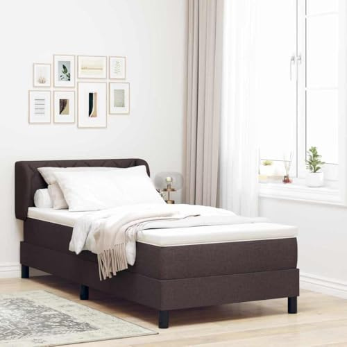 INLIFE Lit boxspring avec Matelas Marron foncé 100 x 200 cm tissu-3340076