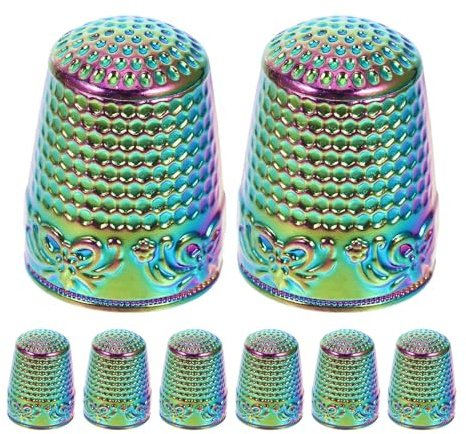 Healeved Lot de 8 set de Dés à Coudre en Métal Solide Protège-Doigts Multifonctionnels pour Couture à la Main Quilting et Broderie – Accessoires Compacts pour Travaux D’Aiguille et