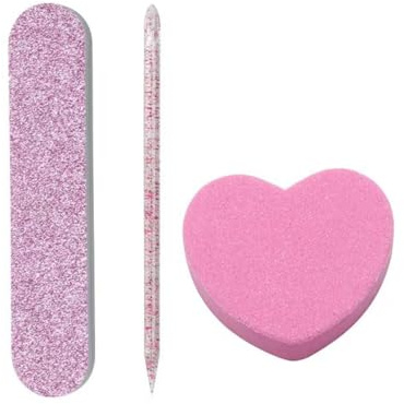 10 set di 30 kit per la cura delle unghie, 10 plettri in cristallo, 10 blocchi di lucidatura e 10 lime in legno, mini lime, buffer e bastoncini per manicure e lucidatura di gioielli