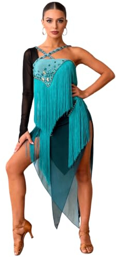 ROYAL SMEELA Abito da Ballo Latino con Frange,Abiti da Salsa da Donna,Vestito Danza Tango Samba Rumba per Donne,Vestiti per Salsa,Vestito da Gara di Latino