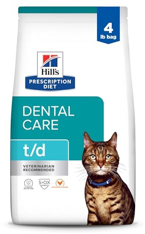 Hill's Prescription Diet t/d Dental Care Dry Cat Food, Chicken, 4 lb. Bag