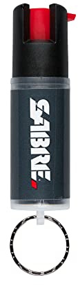 SABRE Defense Spray With Key Ring, 25 Bursts, 10-Foot (3-Meters) Range, 3-in-1 Formula Contains Pepper Spray, CS Military Tear Gas And UV Marking Dye, Twist Lock Safety, Black