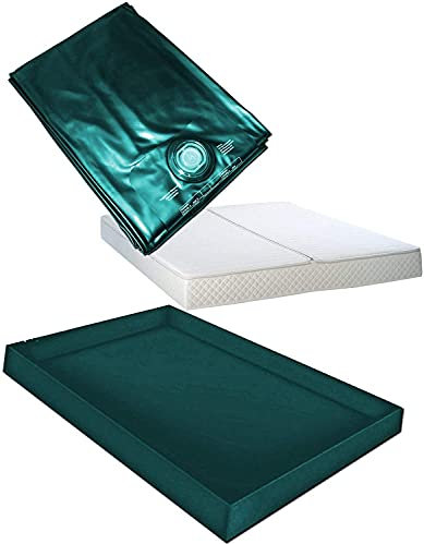 Hardside Wasserbetten Wasserkern Wasserbettmatratze Wasserbett Matratze Mono UNO + Sicherheitswanne Auslaufwanne Wanne Standup Liner + Bezug Auflage Rundumbezug (200 x 200 cm F2)