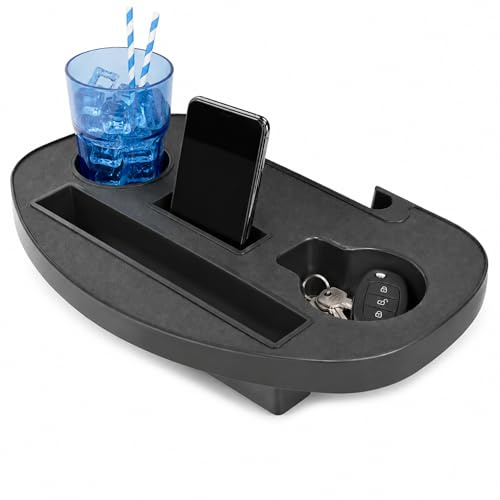 LIVIVO 1pc Clip On Cup Holder for Sun Lounger - Sturdy Camping Chair Cup Holder, Drink and Phone Slots - Easy to Use Cup Holders for Sun Lounger, Zero Gravity Chair - Outdoor, Beach & Fishing