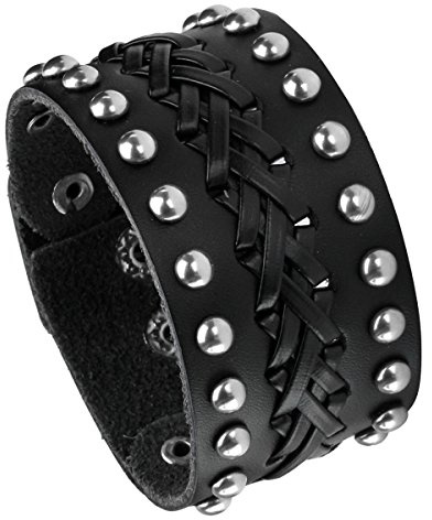 Eigso Punk Leather Studded Cuff Bracelet for Men Women Classic Vintage Nails Rivets Biker Wristband for Man Woman