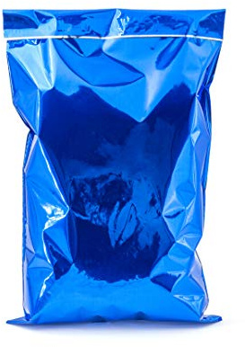 Italpak Sacchetti Regalo con Chiusura, Buste Metallizzate con patella adesiva Tinta Unita 50 pz, 15x23+4cm, Blu