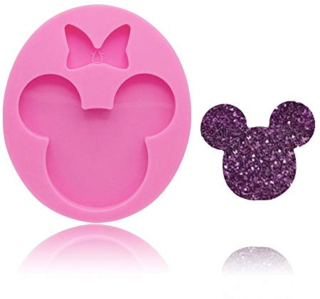 Seedomes Cute Mouse Head Bow Silicone Mold for DIY Chocolate Candy Pudding Gum Paste Cupcake Cake Topper Decoration Desserts Jelly Shots Handmade Ice Cream Ice Cube Crystal Soap Mould Fondant Mold