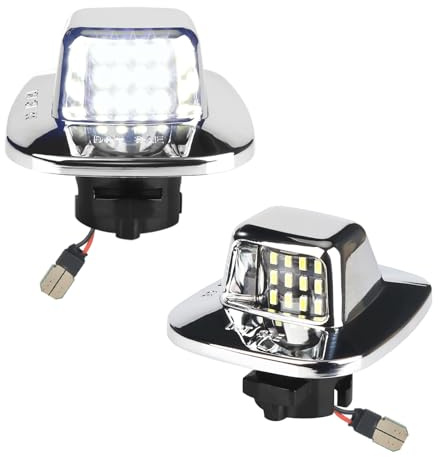 MbuyDIY LED License Plate Light Lamp Assembly Compatible with 1988-1999 Chevy C1500 K1500 Silverado Sierra Pickup Tahoe Yukon Blazer S10 Sonoma S15 Chrome Housing 6000K White, Pack of 2