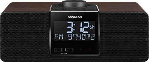Sangean RCR-40 AM/FM-RDS(RBDS)/Bluetooth/AUX Digital Tuning Wooden Clock Radio With Battery Back-Up