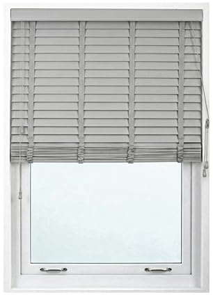 Grey/Silver Tape Design Faux wood window Shutters, 240cm Width x 150cm Drop