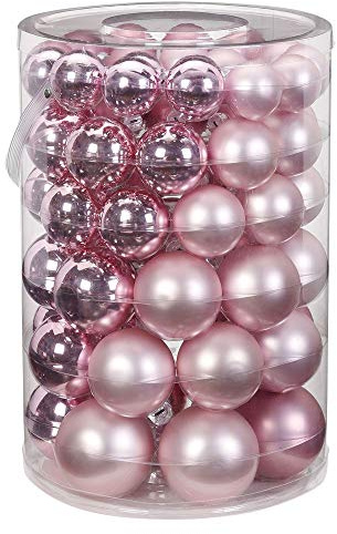 Inge-glas Kugeldose 60tlg Weihnachtskugeln Kugelbox Farben Baumschmuck Kugeln (Pink Blush, 60-Teilig)