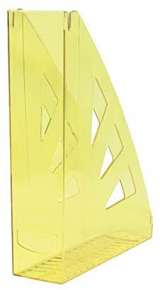 OFFICE PRODUCTS Stående samlare modern design/10 stycken/A4 – färg: Gul transparent/hård plast/genombrutna/skrivbordsorganisatör för tidskrifter, okrossbar