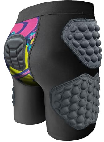 Topeter Padded Compression Shorts Girls Hockey Protective Gear, Youth Impact Protection Short Pants Pad Sport Shorts Pink YS
