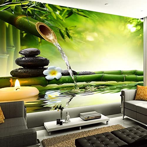 YXTSmurals Verde Bambú Piedras Papel Tapiz Fotográfico Efecto 3D Pegatinas De Pared Adhesivos Vinilos Decorativos Pared Para Dormitorio Salón Tv Sofá Pared Sala De Estar Oficina