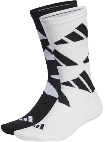 adidas Unisex adulto AEROREADY Crew Logo Brand Love Socks 2 Pairs, White/Black, 49-51