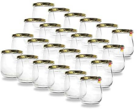 Flaschenbauer Lot de 32 bocaux polyvalents 417 ml couvercle Twist-Off Parfait pour confitures, miel, fruits, légumes Diverses couleurs et ensembles