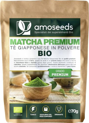 Tè Verde Matcha in polvere Bio 70G | Grado Premium, Origine Giappone, Kagoshima | 100% Naturale, Puro e Biologico | Qualità superiore