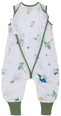 LAT Gigoteuse ete Sac de Couchage pour Bébé 0.5 tog Gigoteuse d'été à Pieds Sans Manches Gigoteuse avec Jambes Turbulette Ete pour Garçon Fille (Avion, M/12-24 Mois)